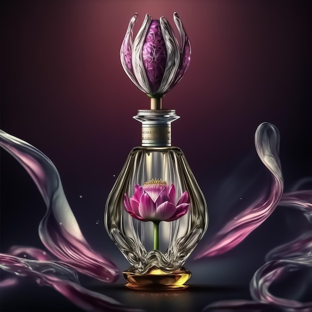 Elegant parfume bottle decorated with flowers