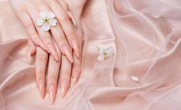Elegant pastel pink natural manicure