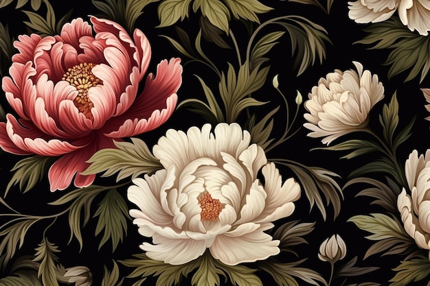 Elegant peony flowers background