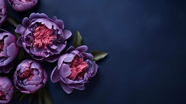 Фото Элегантные цветы пиона темно-голубая красота на голубом фоне