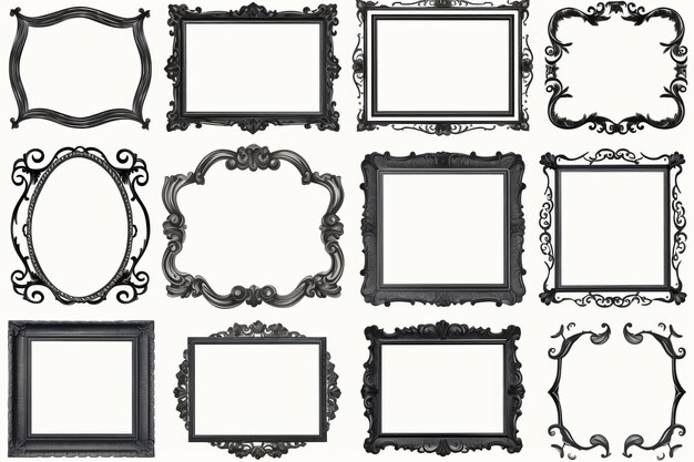 Photo elegant photo frame clipart in black and white aspect ratio 32