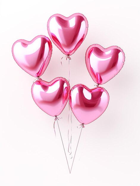 Foto eleganti palloncini rosa con riflessi metallici brillanti su sfondo bianco ai generati