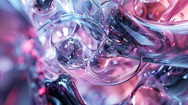 Photo elegant pink and blue glass shapes 3d render of abstract glass shapes