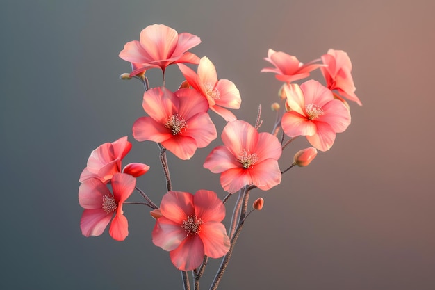 Photo elegant pink geranium flowers isolated on gradient background delicate floral arrangement design