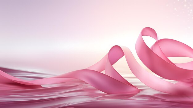 Элегантная розовая лента, нежно развевающаяся на ветру Осведомленность о раке молочной железы