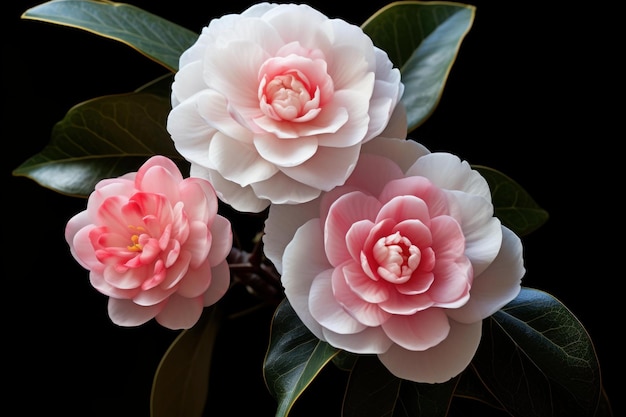 Foto elegante camelia bianca rosa generate ai