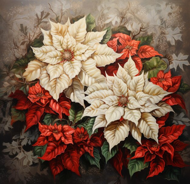 Elegant poinsettias a vintage masterpiece in the style of jon j muth