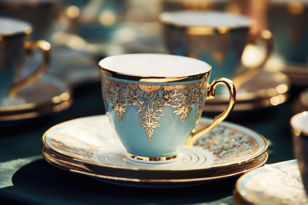 Elegant porcelain dinner set Luxury ceramics tableware setting AI generated illustration