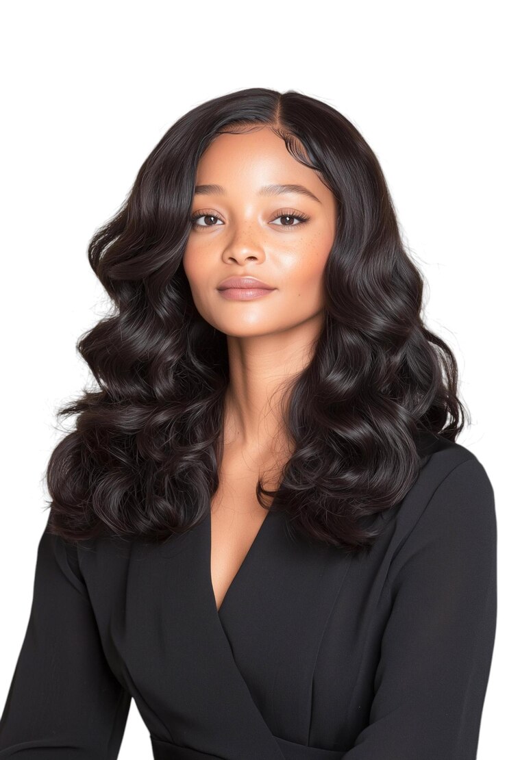 Photo elegant portrait of a woman with flowing curly hair