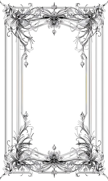 Elegant Postcard Design With a Sophisticated Frame Style Acc Outline Scribble CNC Tattoo Ink Art