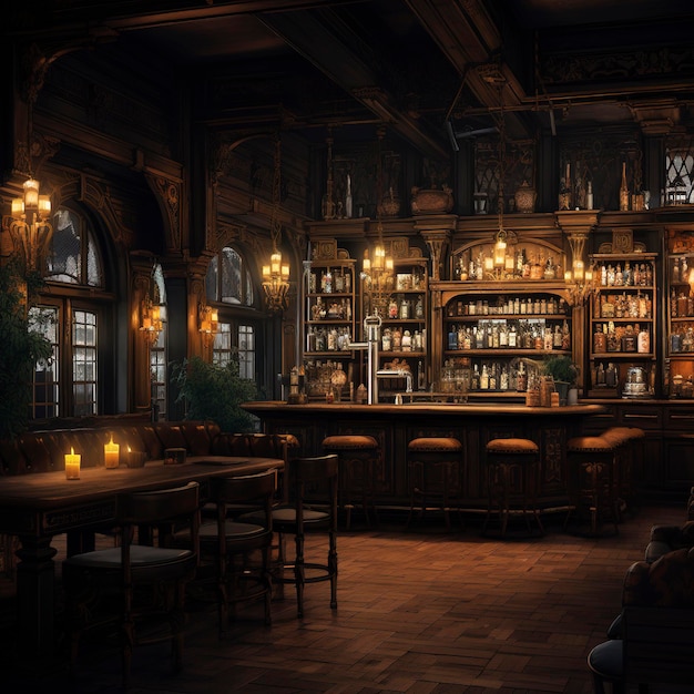 elegant pub wallpaper dark background earthy colors