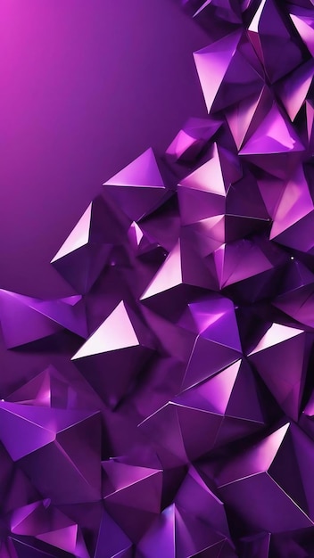 Elegant purple background with triangles and crystals 3d illustration