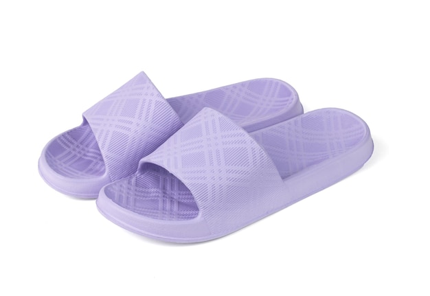Elegant purple rubber flipflops insulated on a white background