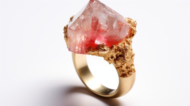 Elegant Quartz Ring on white background