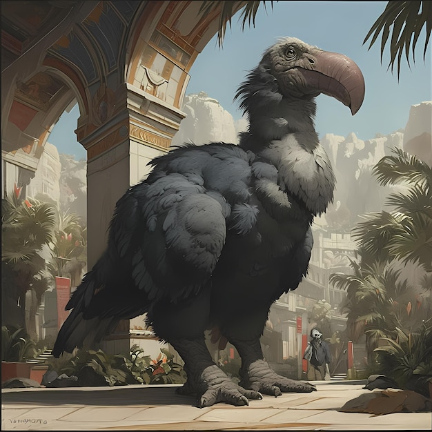 Elegant Raven in Ancient Landscape