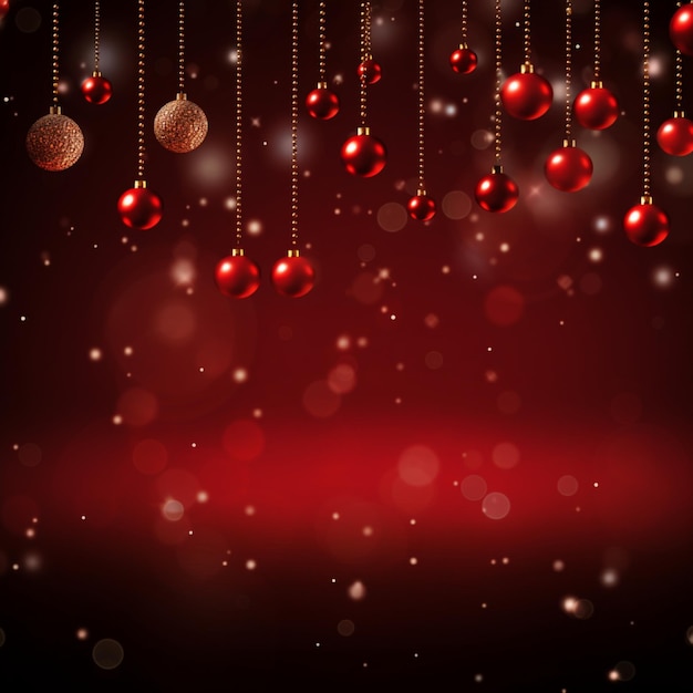 Elegant Red Background with Baubles and Christmas Balls