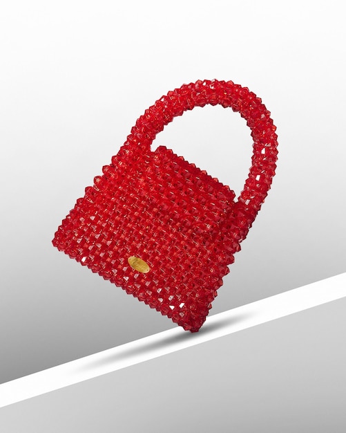 Photo elegant red crystal stones bag
