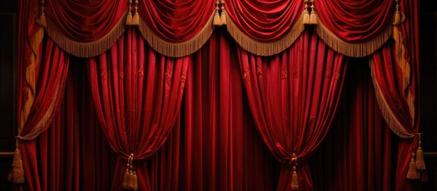 Photo elegant red drapes with gold tassels