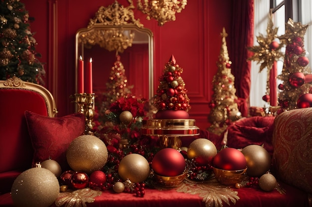 Elegant Red and Gold Christmas Decor