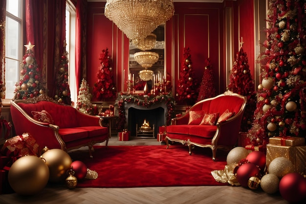 Elegant Red and Gold Christmas Decor