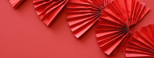 Elegant Red Paper Fans on Smooth Surface