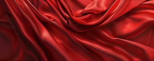 Elegant red satin fabric with luxurious drapes