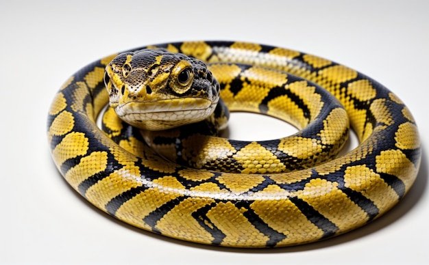魅惑的なパターンでとぐろを巻いたエレガントな爬虫類の蛇