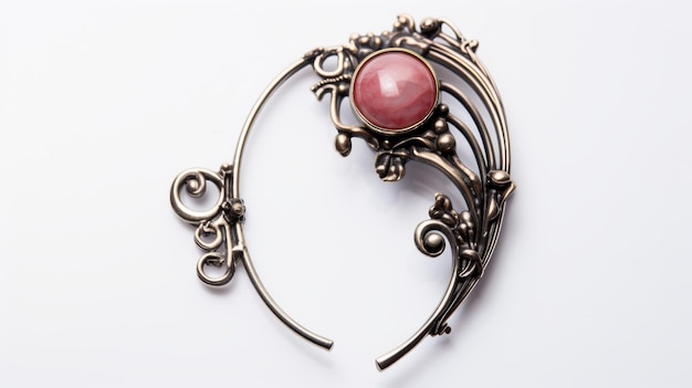 Elegant Rhodonite Ear Cuff on white background