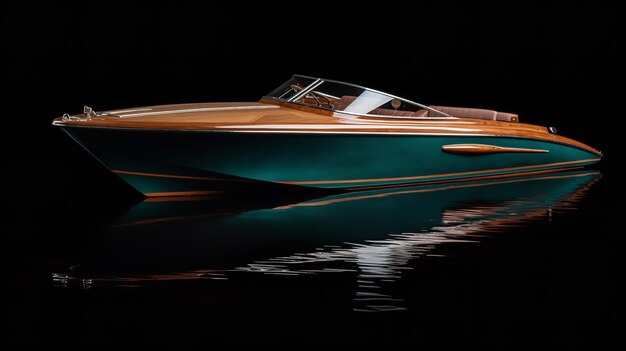 Elegant Riva-boot glijdt op Serene Lake gegenereerd door AI