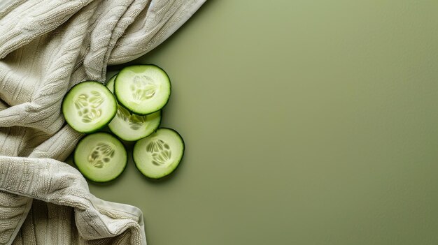 Photo elegant robe and rejuvenating cucumber slices