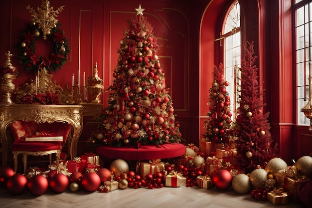 Elegant rood en goud kerstdecor