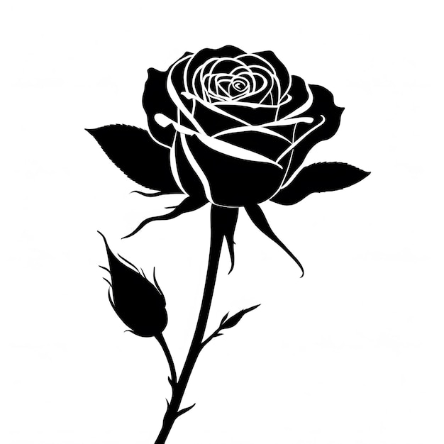 Elegant Rose Silhouette in Stroke Lines