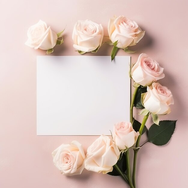 Elegant Roses and Love Note A Romantic Flat Lay with Thoughtful Space