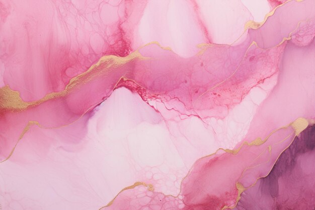 Foto elegant roze met de hand geschilderde alcohol inkt achtergrond met gouden glitter