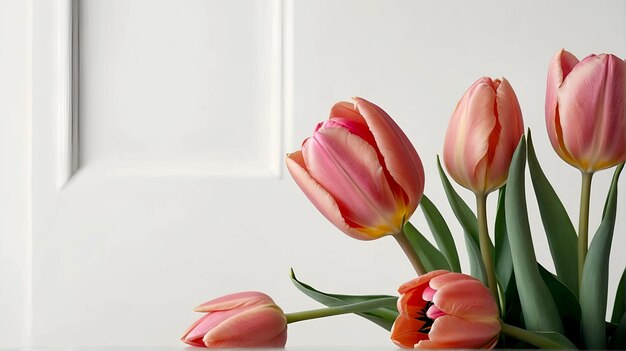 Foto elegant roze tulpenarrangement minimalistisch bloemenontwerp