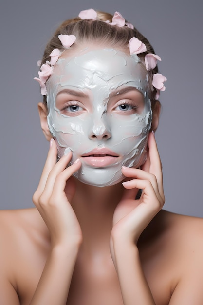 Elegant schoonheidsportret met crème masker