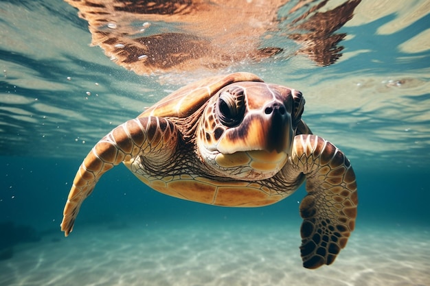 Элегантные морские черепахи грациозно плавают в океане