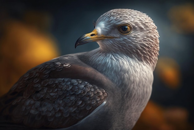 An Elegant Seagull's Portrait in the Coastal Forest