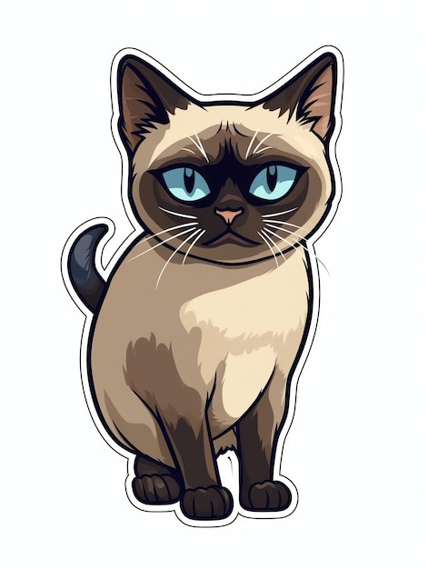 Elegant Siamese cat design for tshirt and sticker perfect for cat lovers