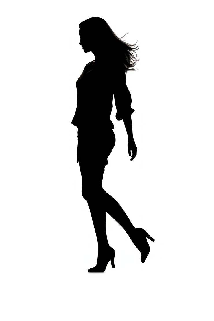 Photo elegant silhouette of walking woman