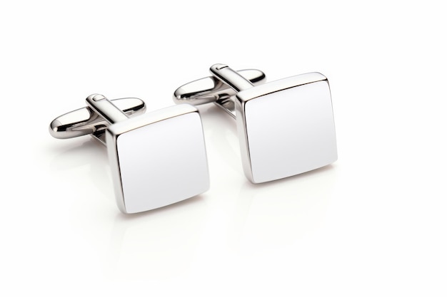 Photo elegant silver cufflinks on white background on a white or clear surface png transparent background