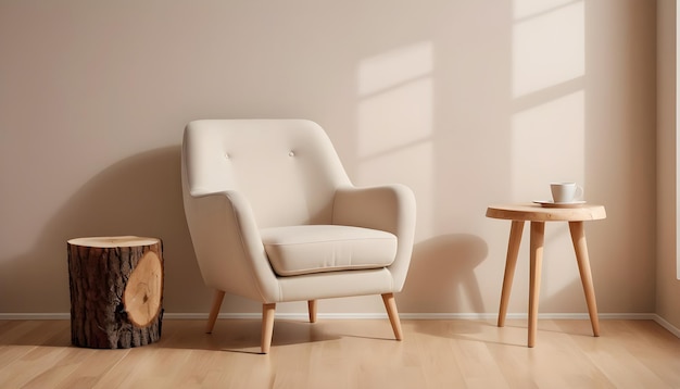 elegant simplicity beige midcentury armchair in modern setting