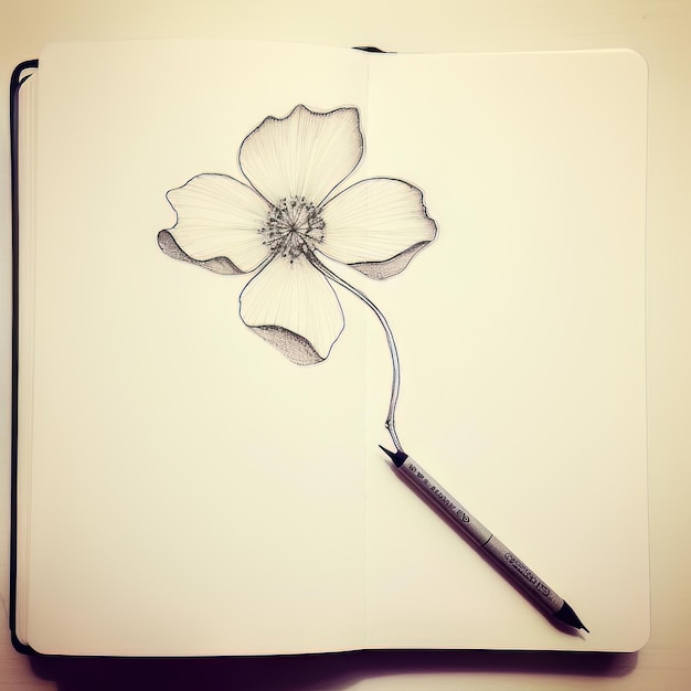 Elegant Sketchbook Blooms Flower Drawing Image