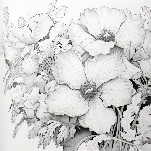 Elegant Sketchbook Blooms Flower Drawing Image