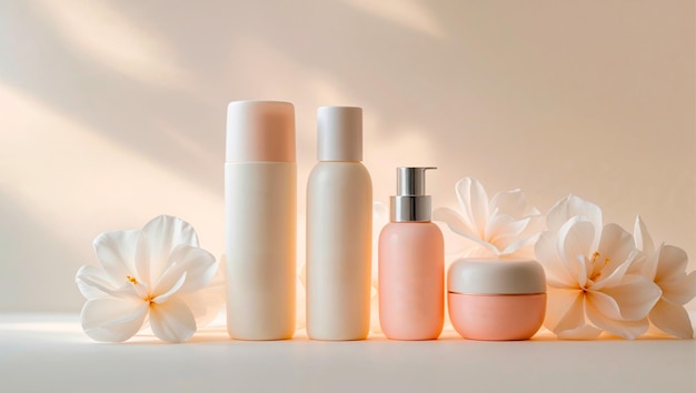 elegant skincare products with floral accents