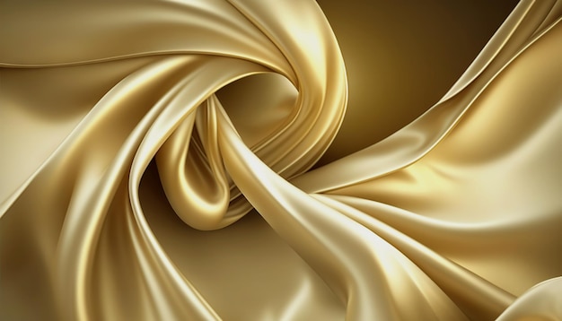 Elegant smooth golden silk Warped silk cloth Generative AI