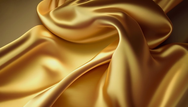 Elegant smooth golden silk Warped silk cloth Generative AI