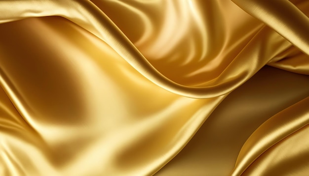 Elegant smooth golden silk Warped silk cloth Generative AI