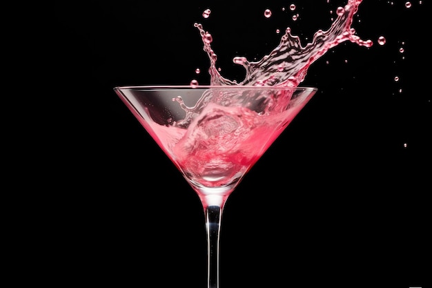 Elegant Splash of Pink Martini Vibrant Celebration in Glass Generative AI