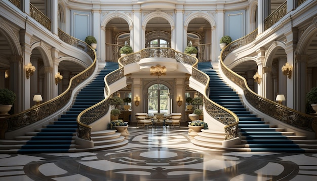 Elegant staircase modern architecture luxury entrance famous historical building generated by artificial intelligence